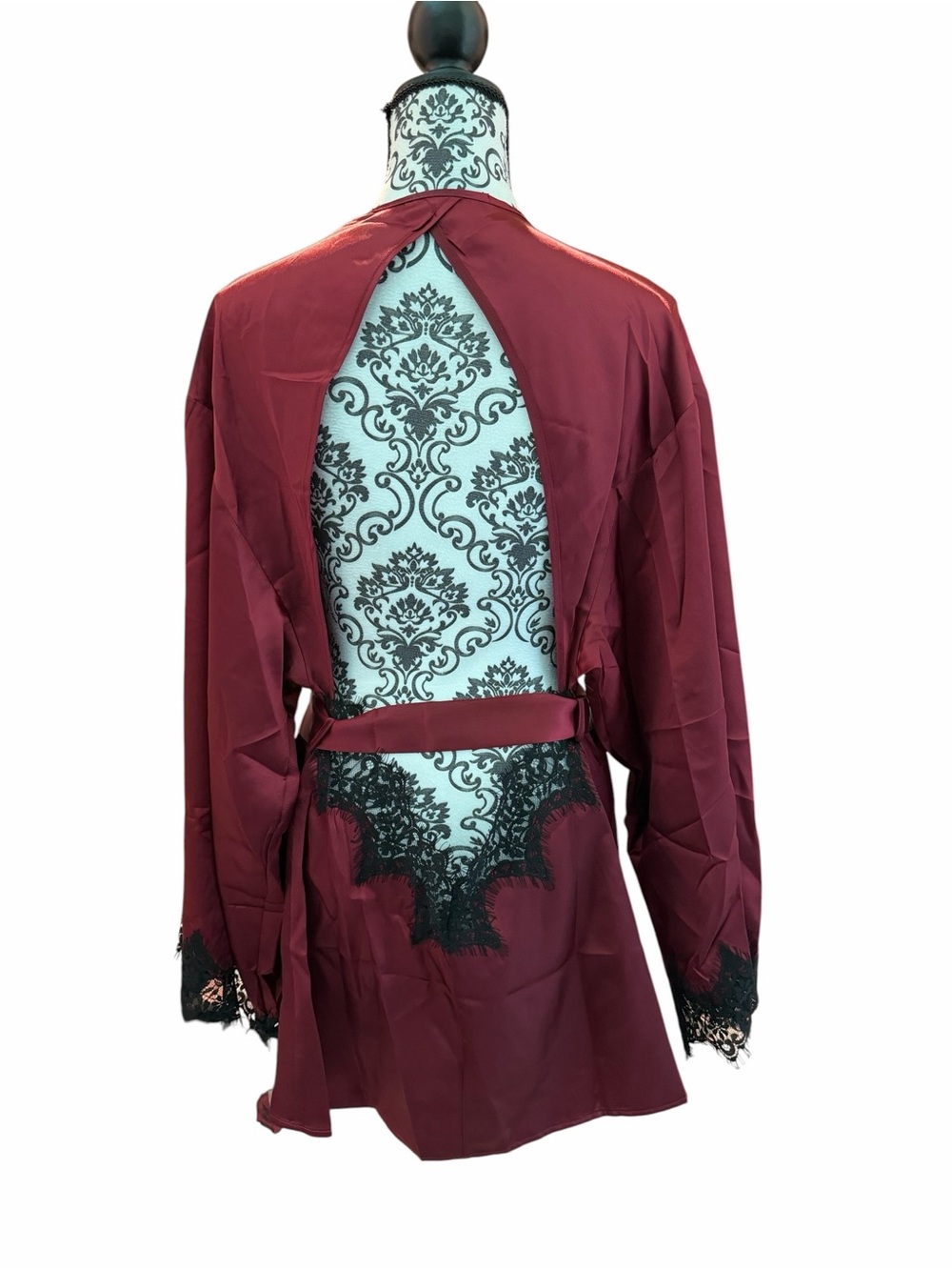 Satin Lace-Trim Robe - Picture 4 of 5